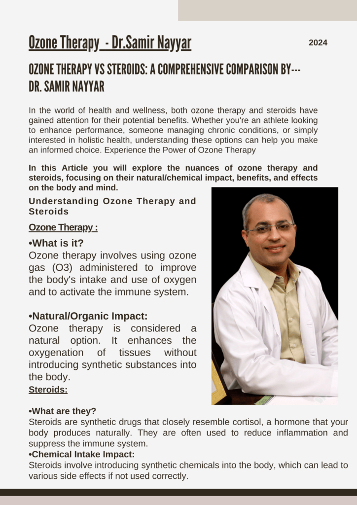 Ozone Therapy vs Steroids: A Comprehensive Comparison by Dr. Samir Nayyar